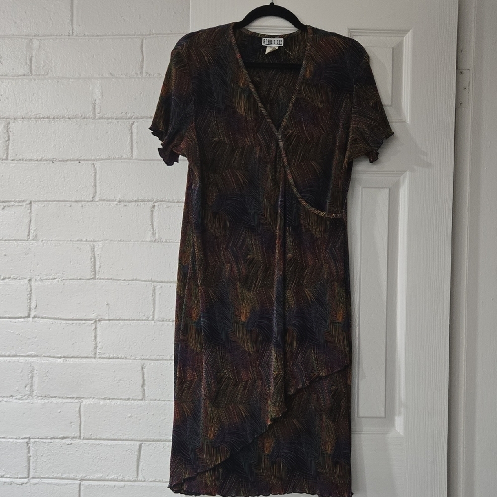 Robble Bee Asymmetrical Midi Dress in Multicolor Pattern Size 16